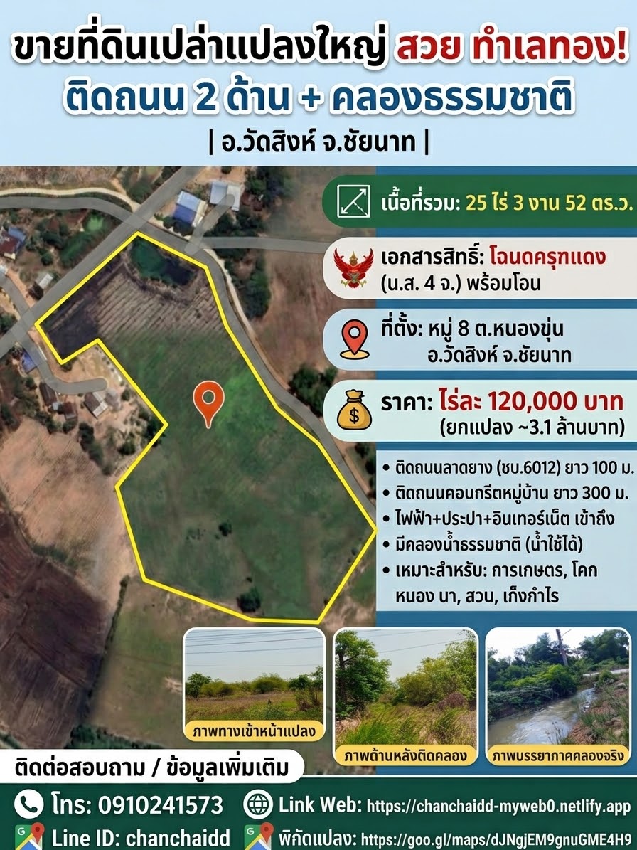 ภาพโปสเตอร์ขายที่ดิน อ.วัดสิงห์ จ.ชัยนาท